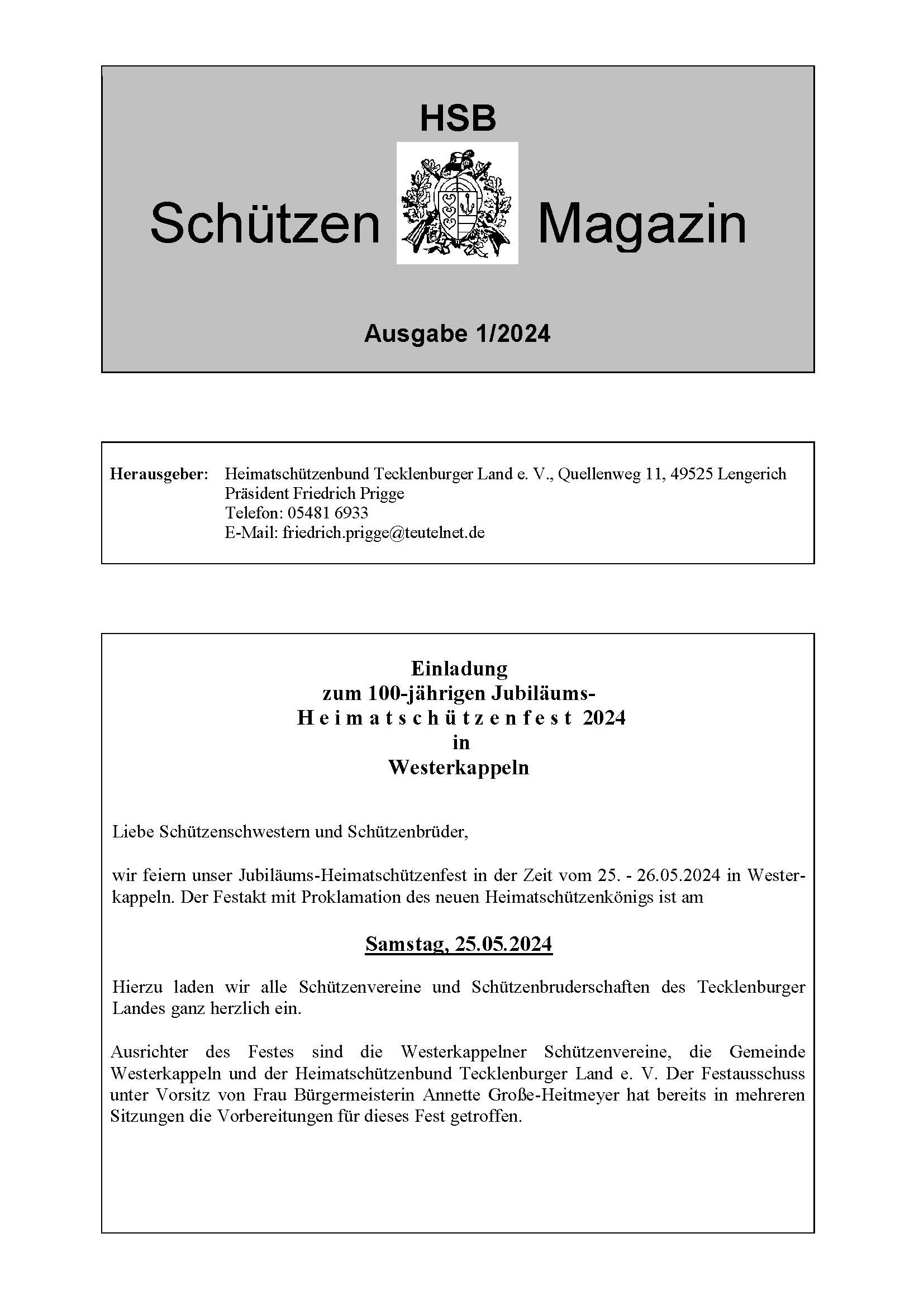 Schützenmagazin 1 2024 Seite 1